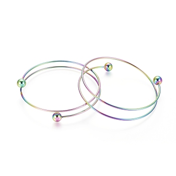 Ion Plating(IP) 304 Stainless Steel Bangles Making, Rainbow Color, 2-1/2 inch(6.5cm)