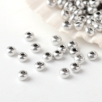 12/0 Grade A Round Glass Seed Beads, Metallic Colours, Platinum Plated, 12/0, 2x1.5mm, Hole: 0.5mm, about 45000pcs/pound