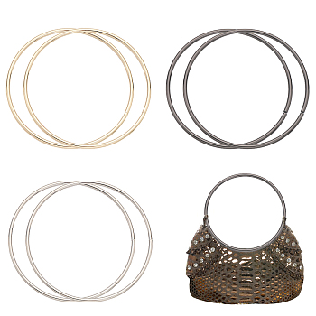 6Pcs 3 Colors Iron Bag Handles, for Handmade Bag Handbags Purse Handles Replacement, Round Ring, Mixed Color, 13.5x0.45cm, Inner Diameter: 12.55cm, 2pcs/color