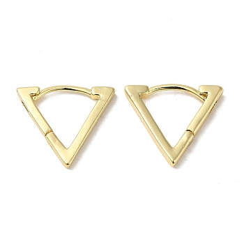 Brass Huggie Hoop Earrings for Women, Real 18K Gold Plated, Triangle, 17x2mm