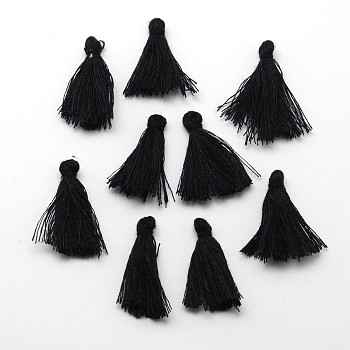 Cotton Thread Tassels Pendant Decorations, Black, 25~31x5mm, about 39~47pcs/bag