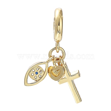 Rack Plating Eco-Friendly Brass Pave Clear Cubic Zirconia European Dangle Charms(KK-M256-03G)-2