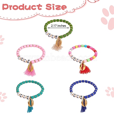 5Stk. 5 Farben Wortliebe-Perlen-Stretch-Armbänder-Set für Mädchen und Frauen(BJEW-SZ0001-97)-7
