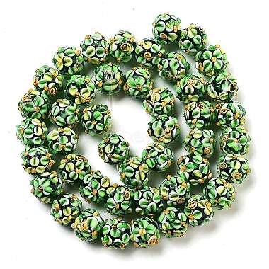 Spring Green Round Lampwork Beads