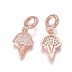 Brass Micro Pave Clear Cubic Zirconia European Dangle Charms(ZIRC-I036-28RG)-1