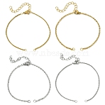 12Pcs 4 Style Half Finished 304 Stainless Steel Cable Chain Bracelets, with Lobster Claw Clasps, Chain Extender & Jump Rings, for Connector Bracelets Making, Golden & Stainless Steel Color, 7-1/8 inch(18cm)~7-1/4 inch(18.5cm), 3pcs/style(AJEW-NB0003-65)