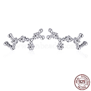 Cubic Zirconia Constellation Stud Earrings, Real Platinum Plated Rhodium Plated 925 Sterling Silver Earrings, Sagittarius, 12x5.5mm(EJEW-P231-90P-06)