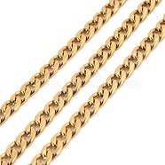Vacuum Plating 304 Stainless Steel Cuban Link Chains, Unwelded, with Spool, Golden, 7x5x1.5mm, about 32.81 Feet(10m)/Roll(CHS-K016-02A-G)
