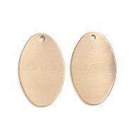 Brass Pendants, Stamping Blank Tag, Long-Lasting Plated, Oval, Brushed Antique Bronze, 22x14x0.8mm, Hole: 1.2mm(X-KK-E784-05AB)