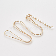 Brass Square Snake Chain Necklace Making, with Lobster Claw Clasps, Light Gold, 18.5 inch(47.2cm), 1mm(MAK-T006-10A-KC)