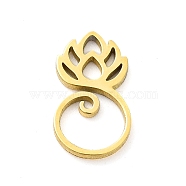 304 Stainless Steel Charms, Laser Cut, Lotus Charm, Golden, 12x7x1mm, Hole: 1.2mm(STAS-D036-01G)
