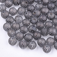 Electroplate Glass Beads, Frosted, Round with Wave Pattern, Coconut Brown, 8~8.5mm, Hole: 1.5mm(X-EGLA-S178-02A)