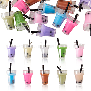 Plastic Cup Pendants, with Resin Inside and Iron Findings, Imitation Bubble Tea/Boba Milk Tea, Mixed Color, 20pcs/set(CRES-CJ0001-04)