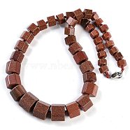 Synthetic Goldstone Necklaces, Hexagon Prism, 19.49 inch(49.5cm)(NJEW-K388-03N)