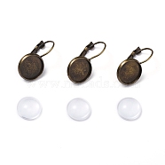 DIY Earring Making, with Brass Leverback Earring Findings and Transparent Oval Glass Cabochons, Antique Bronze, Cabochons: 11.5~12x4mm, 1pc/set, Earring Findings: 25~27x13~14mm, Tray: 12mm, Pin: 0.5mm, 1pc/set(DIY-X0293-63AB)