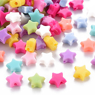 Opaque Acrylic Beads, Star, Mixed Color, 8x9x3.5mm, Hole: 1.6mm, about 3380pcs/500g(MACR-S373-29A)
