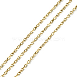 304 Stainless Steel Cable Chains, Soldered, with Spool, Oval, Golden, 2x1.5x0.4mm, about 164.04 Feet(50m)/roll(CHS-R003-0.4mm-G)