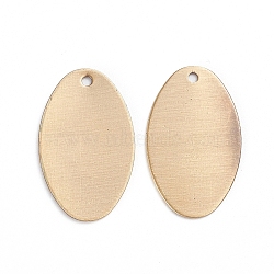 Brass Pendants, Stamping Blank Tag, Long-Lasting Plated, Oval, Brushed Antique Bronze, 22x14x0.8mm, Hole: 1.2mm(X-KK-E784-05AB)