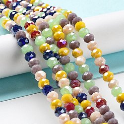 Glass Beads Strands, Faceted, Rondelle, Mixed Color, 6x5mm, Hole: 1mm, about 85~88pcs/strand, 16.1~16.5 inch(41~42cm)(EGLA-A034-M6mm-31)