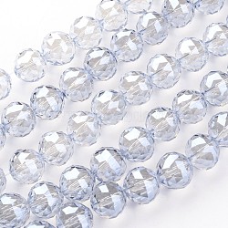 Electroplate Glass Bead Strands, Pearl Luster Plated, Faceted, teardrop, Alice Blue, 13.5mm, Hole: 2mm, about 18pcs/strand, 9 inch(23cm)(EGLA-J140-PL01-14mm)