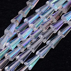 Electroplate Glass Beads Strands, AB Color, Faceted, Cone, Clear AB, 7.5x4mm, Hole: 1mm, about 71pcs/strand, 20.4 inch(EGLA-J046-AB07)