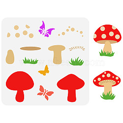 Plastic Reusable Drawing Painting Stencils Templates, for Painting on Scrapbook Fabric Tiles Floor Furniture Wood, Square, Mushroom Pattern, 300x300mm(DIY-WH0172-1000)