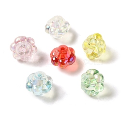 UV Plating Acrylic Beads, Flower, Mixed Color, 10x9mm, Hole: 1.6mm(OACR-G036-06)