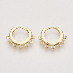 Brass Huggie Hoop Earring Findings, Nickel Free, with Horizontal Loop, Real 18K Gold Plated, 18.5x16x2.5mm, Hole: 1mm, Pin: 1mm(KK-T048-016G-NF)