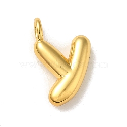 Brass Pendants, Real 18K Gold Plated, Balloon Letter Charms, Letter Y, 19x12x5.5mm, Hole: 3.3mm(KK-K354-01G-Y)