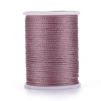 Polyester Metallic Thread, Flamingo, 1mm, about 7.65 yards(7m)/roll