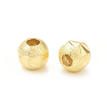 Brass Beads, Round, Real 18K Gold Plated, 5x4.5mm, Hole: 2mm
