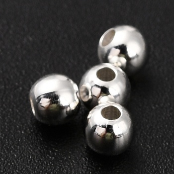 Brass Beads, Long-Lasting Plated, Round, 3.5mm, Hole: 1.3mm