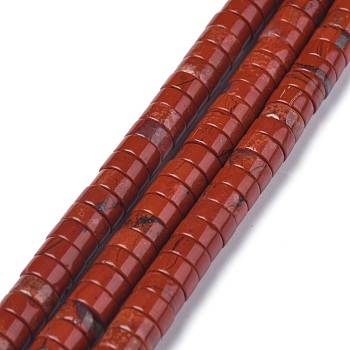 Natural Red Jasper Beads Strands, Heishi Beads, Flat Round/Disc, 6x3mm, Hole: 1mm, about 119~131pcs/strand, 14.76~15.74 inch(37.5~40cm)