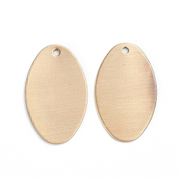 Brass Pendants, Stamping Blank Tag, Long-Lasting Plated, Oval, Brushed Antique Bronze, 22x14x0.8mm, Hole: 1.2mm
