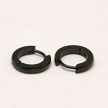 Personalized Unisex 304 Stainless Steel Huggie Hoop Earrings, Gunmetal, 12x13x2mm, Pin: 0.8mm
