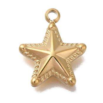 Ion Plating(IP) 304 Stainless Steel Charms, Star Charm, Real 18K Gold Plated, 12.5x10.5x3mm, Hole: 1.2mm