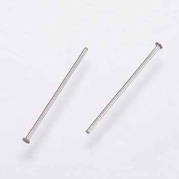 304 Stainless Steel Flat Head Pins, Stainless Steel Color, 20x0.7mm, 21 Gauge, Head: 1.5mm