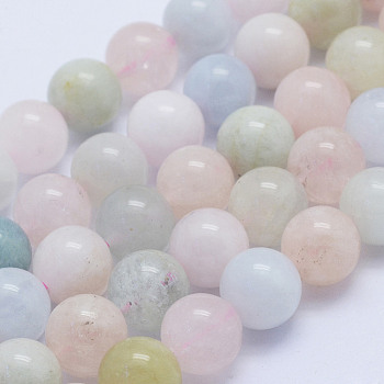 Natural Morganite Beads Strands, Round, Grade A, 8~8.5mm, Hole: 1mm, about 51pcs/strand, 15.7 inch(40cm)