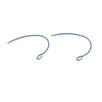 Rainbow Color Ion Plating(IP) 316 Surgical Stainless Steel Earring Hooks, with Vertical Loop, 15x23mm, Hole: 3x2.5mm, 22 Gauge, Pin: 0.6mm