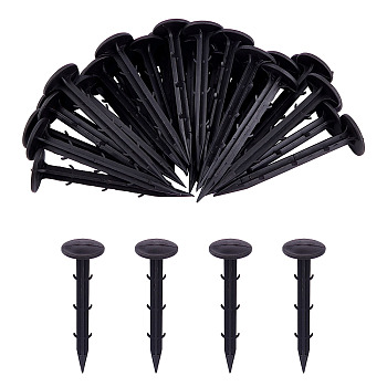 Polypropylene(PP) Garden Stakes Anchors, Garden Ground Nail, Fixing Tools for Plant Support, Black, 108x30mm, Pin: 9mm
