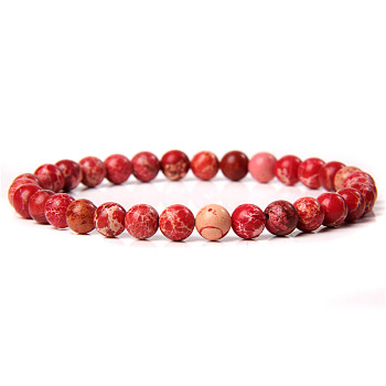 Natural Imperial Jasper Round Beaded Stretch Bracelet, 