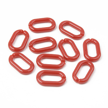 Opaque Acrylic Linking Rings, Quick Link Connectors, For Jewelry Cable Chains Making, Oval, Red, 27x16x4mm, Inner Diameter: 19x8mm, about 490pcs/500g