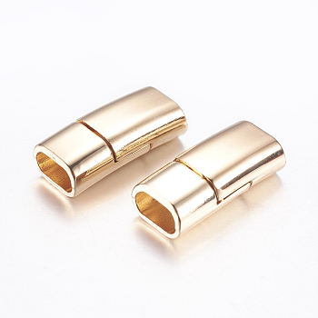 Alloy Magnetic Clasps with Glue-in Ends, Rectangle, Light Gold, 25.5x11.5x7.5mm, Hole: 5x9mm