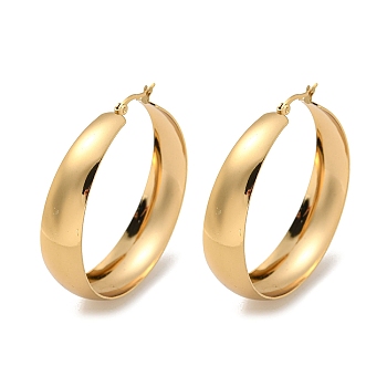 202 Stainless Steel Hoop Earring, with 304 Stainless Steel Pins for Women, Golden, 53.5x13mm