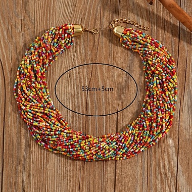 Plastic Beaded Multi-strand Necklaces(ZG0249-4)-2