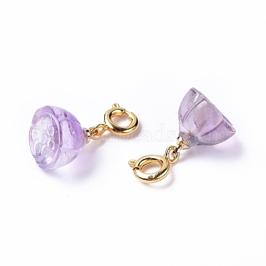 Natural Amethyst Lotus Seedpod Spring Ring Clasp Charms(HJEW-P014-05G)-2
