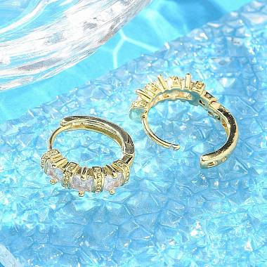 Brass Micro Pave Clear Cubic Zirconia Hoop Earrings(EJEW-C122-02G)-3