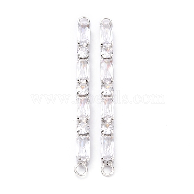 Real Platinum Plated Clear Rectangle Brass+Cubic Zirconia Links