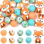 25Pcs 5 Styles Silicone Focal Beads, Mixed Color, 15~29.5x15~23.5x14.5~16.5mm, Hole: 2~3mm, 5pcs/style(SIL-YW0002-45)