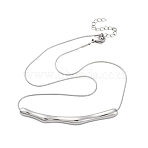 304 Stainless Steel Round Snake Chain Textured Bar Pendant Necklaces for Women, Stainless Steel Color, 16.02 inch(40.7cm)(NJEW-K276-15P)